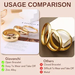 3Pcs Chunky Bangle Bracelets for Women Trendy Stack Open Wide Wrist Cuff Bracelets Hinged Arm Cuff Bangles Fashion Gift Accessories