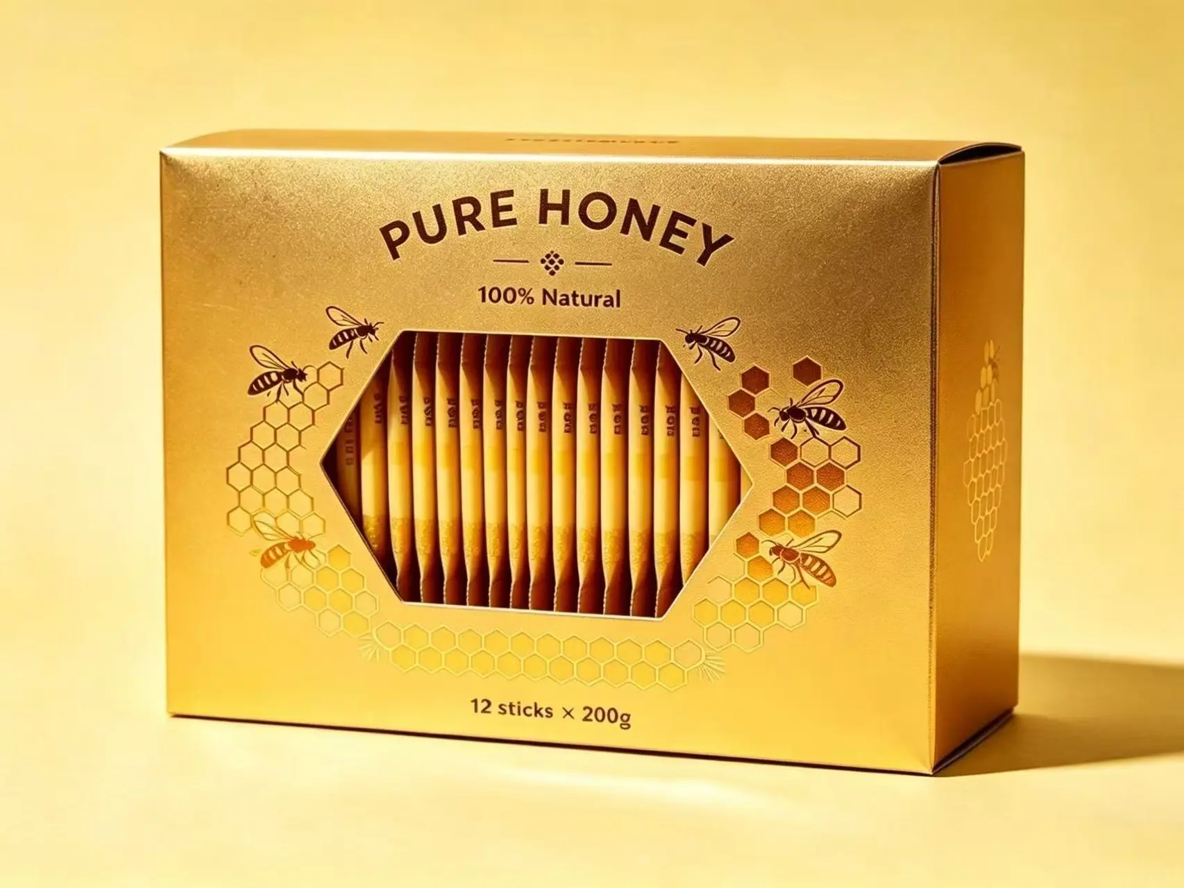 Organic Honey -12 Sachet X 20g per  with Bee Pollen & Royal Jelly Sweet & Pure Honey
