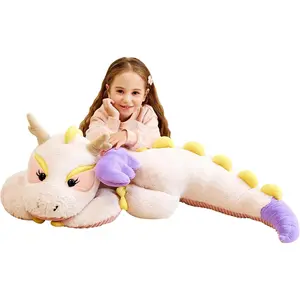 Giant Dragon Stuffed Animal Plush Toy Large Dinosaur Soft Toys Big Jumbo Cute Fluffy Plushie Gifts for Kids Girls Boys Girlfriend White 30 Inches