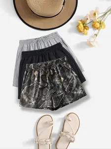 Women's Camo Print Shorts, Chic Casual Shorts, Casual Pocket Elastic Waist Shorts for Summer, Ladies Bottoms for Daily Wear