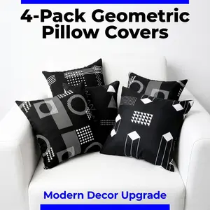Set of 4 Modern Geometric Throw Pillow Covers, Double-Sided Soft Decorative Pillow Cases for Couch, Sofa, Living Room, Bedroom, Outdoor Patio Accessories Pillowcases Silky