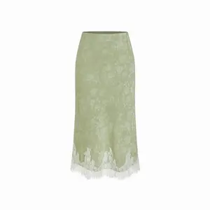 Cider Jacquard Mid Rise Floral Lace Trim Mermaid Midi Skirt SwimWeek