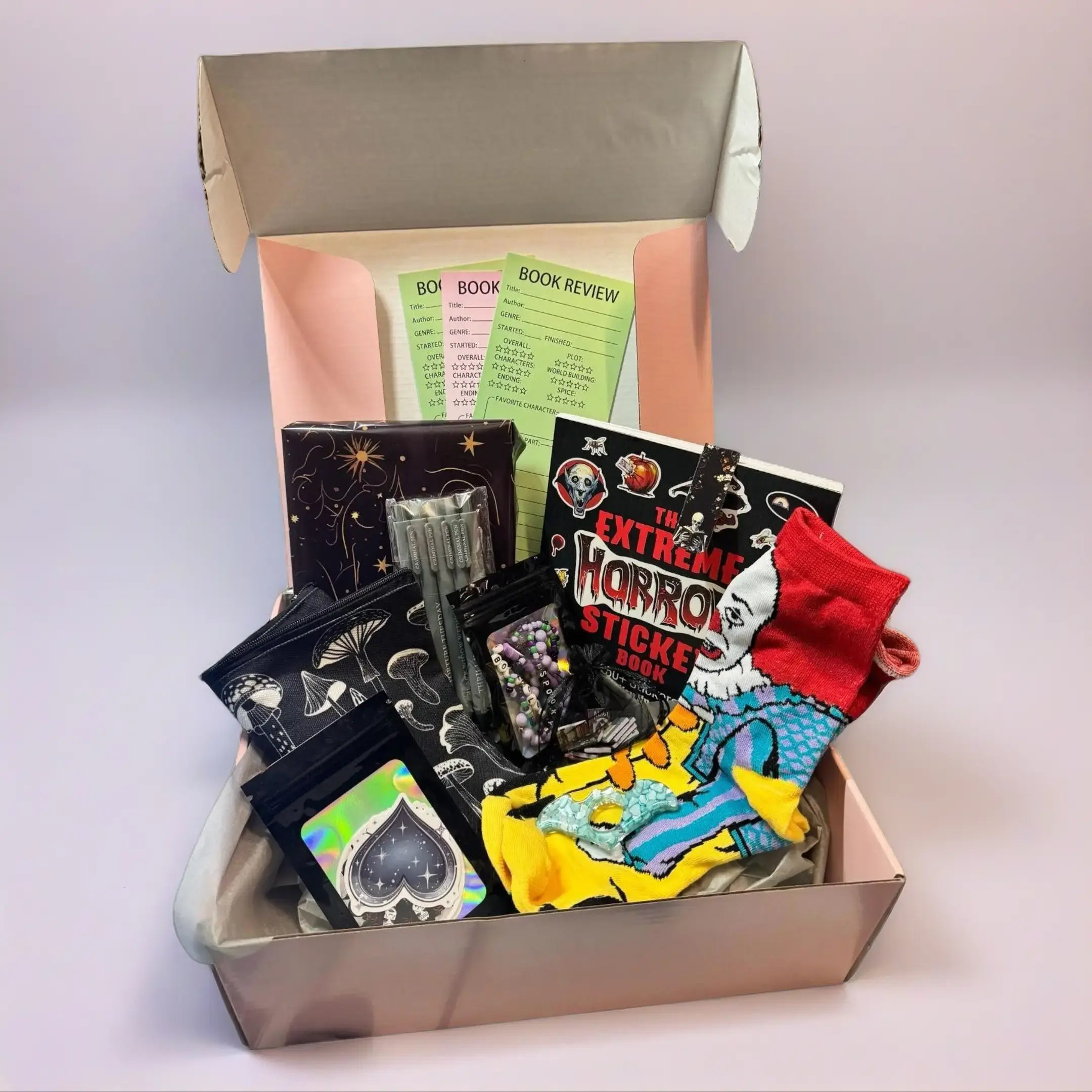 Blind Date with a Book Box - Killer Summer Vacation Themed, Thriller Horror Mysteries, Tension, Moody Atmosphere, Can’t-Put-It-Down Reads, Secret Inclusions, Horror Lover Gifts