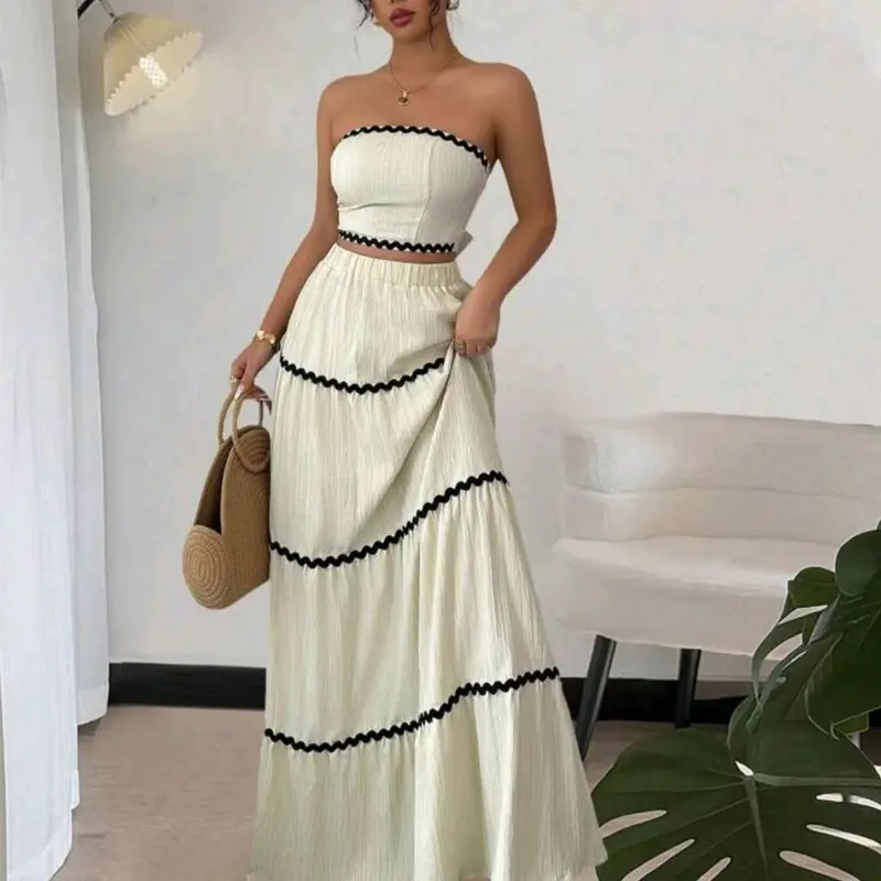 Women's Two-piece Set, Elegant Chic Fashion Casual Fitted Sleeveless Top & Skirt Set for Daily Outdoor Wear, Women's Clothing for All Seasons, Lady Womenswear, Top And Skirt Set