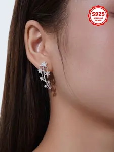 Sparkling Star Meteor Shower Climber Earrings, S925 Sterling Silver Pave-Set Long Dangle Studs, Hypoallergenic Luxury Jewelry, Perfect Gift for Wife & Girlfriend with Gift Box