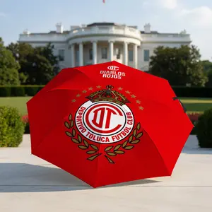 Diabolo Rojos Toluca Football Club Logo Umbrella, portable and foldable design, 8 ribs, a casual accessory for Halloween, Christmas, and birthday gifts. Y251208049