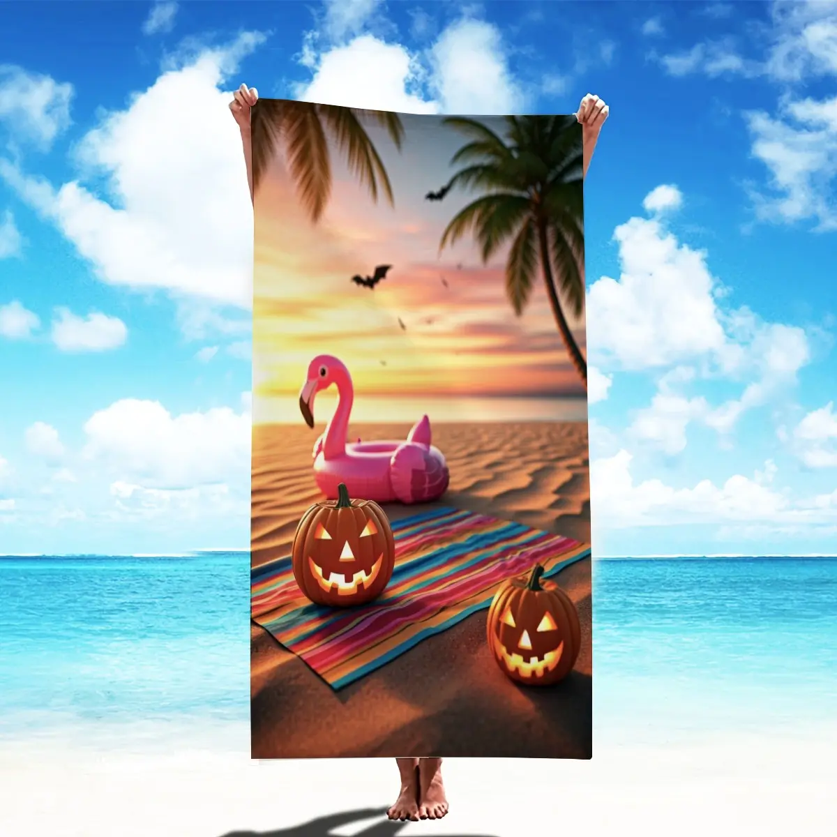 Summerween Beach Towel, Personalized Summer Beach Towel, Super Absorbent Quick Dry Microfiber Swim Towel, Ideal for Beach, Swimming, Camping, Travel