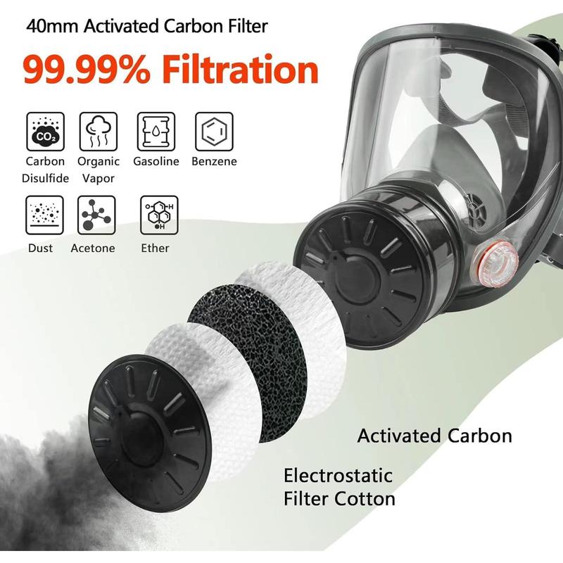 Gas masks survival nuclear and chemical gas mask with 40mm activated carbon filter full face respirator mask for gases chemicals vapors spray paint dust welding