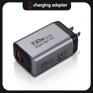High-Power 150W Portable Charger – Dual Device Charging, Quick Charge, No Battery Stress Travel Charger – Compact, Safe, and Ready for MacBook, iPhone & Android