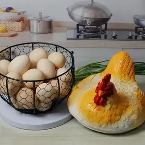 1pc Classic Style Metal Chicken Egg Storage Basket with Window View Design, Storage Bins Organiser for Kitchen Home Organization, Baskets, Bins & Containers for Home Organization