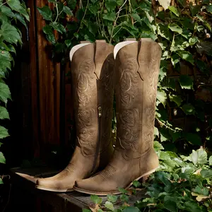 Wetkiss Spider Lily Embroidery Western Boots for Women,Elegant Floral Stitching, Comfortable Chunky Heel,5.3cm/2.09in, Perfect for Fall Outfits,Women's Shoes,Women's Boots  #TikTokShopHolidayHaul