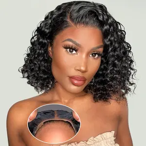 OPQHAIR 180% Density 5x5 Lace Front Deep Wave Bob Wig for Women - Brazilian Human Hair, Pre-Plucked with Natural Hairline, Pre-Cut Lace, Perfect for Daily Wear & Styling, Natural Hair Wig | Lace Closure Wig | Stylish Bob Wig, Natural Hair Wig