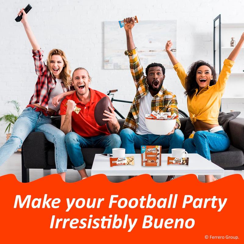 NEW - Kinder Bueno Mini Milk Chocolate Bars with Hazelnut Filling, Chocolate Candy Bars for Game Day, Football Party Supplies, Snacks for Adults, 5.7 oz