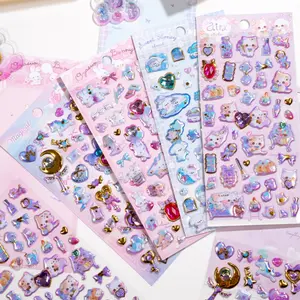 Dream Gemstone Cute Pet Foam Stickers, 4 Pcs Mixed Pack, 3D Hand Account Decoration, DIY Children Stationery Sticker Gift, Decorative Stickers