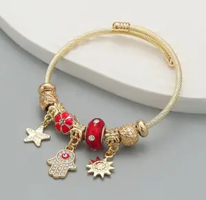 Trendy Jewellery Accessories Stainless Steel Evil Eye Red Eye Blue Eye Nazariya Bracelet for Women Nazar Battu Charm Good Luck Prosperity Gift