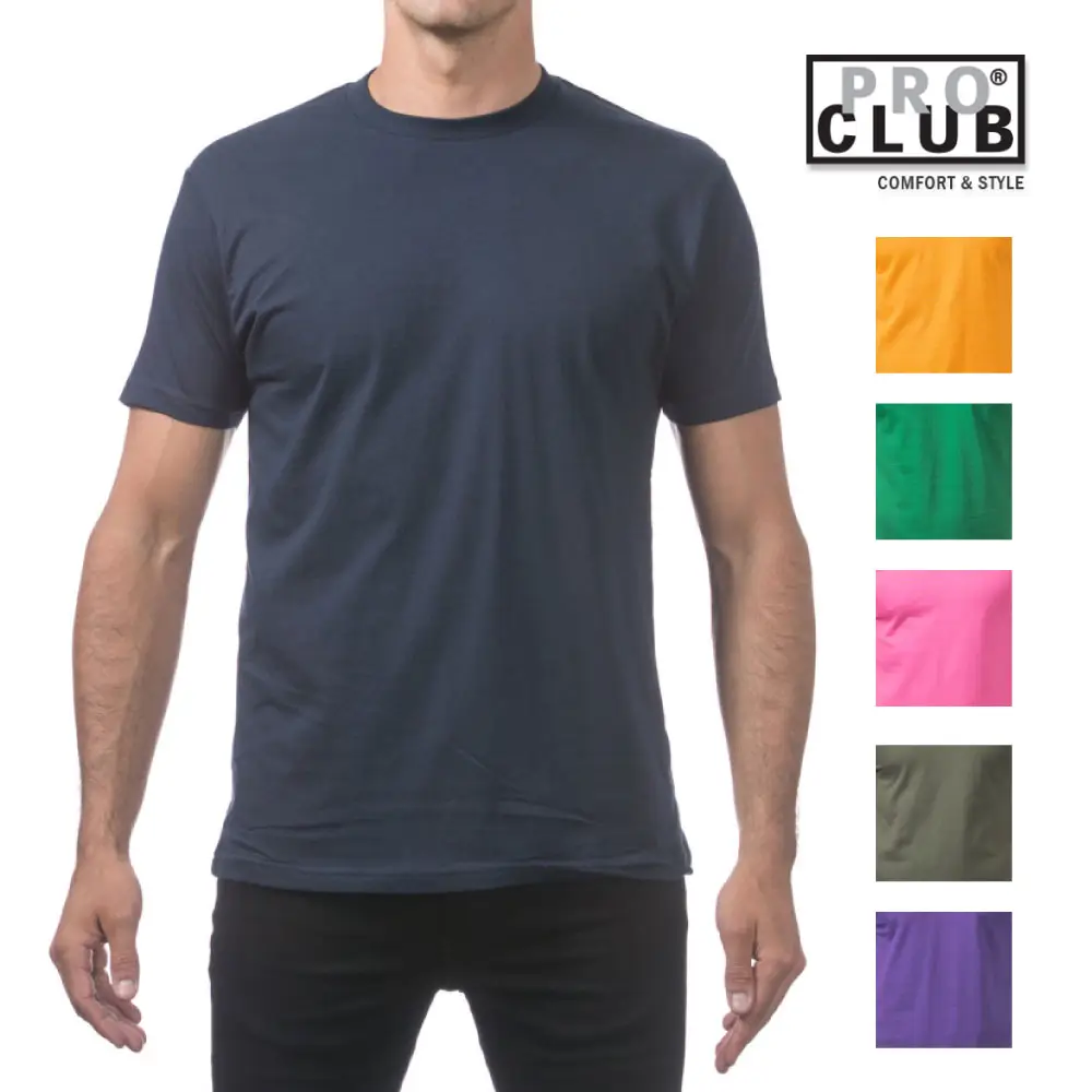 PROCLUB Men's Comfort Short Sleeve T Shirts PRO CLUB Crew Neck T Shirt Casual Lightweight Cotton Tee Hip Hop Harem Casual Thin Shirts Cotton