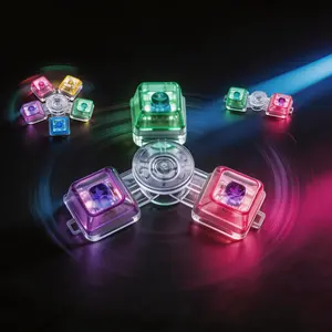 2-in-1 Fidget Spinner & Clicky Mechanical Toy | RGB LED High Speed Rotation Stress Relief Anxiety Toy for Adults Kids