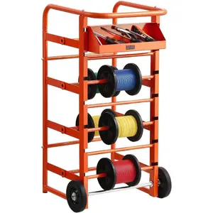 VEVOR Wire Spool Rack, 100 lbs Capacity, Smart Hand Caddy, Heavy - Duty Steel Wire Dispenser Holder for Up to 8 Spools, MAX 9.45 in Diameter, Easy Lift Design for Electrical Industrial and Retail UseVEVOR Super Brand Day