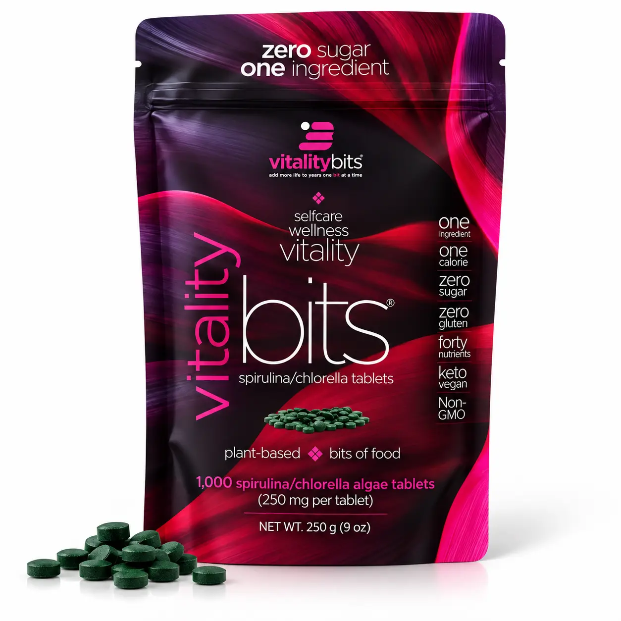 VITALITYbits Spirulina Chlorella Tablets - Algae Superfood for Energy, Focus & Natural Detox | Immune Support | Large Bag Healthcare Fitness