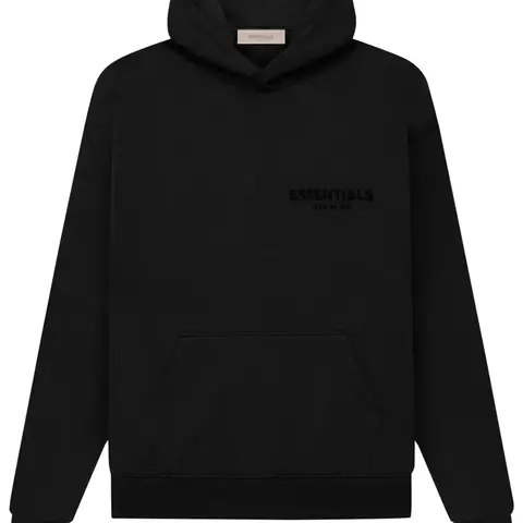Fear of God Essentials Fleece Hoodie Stretch Limo Black Over Sized Fit