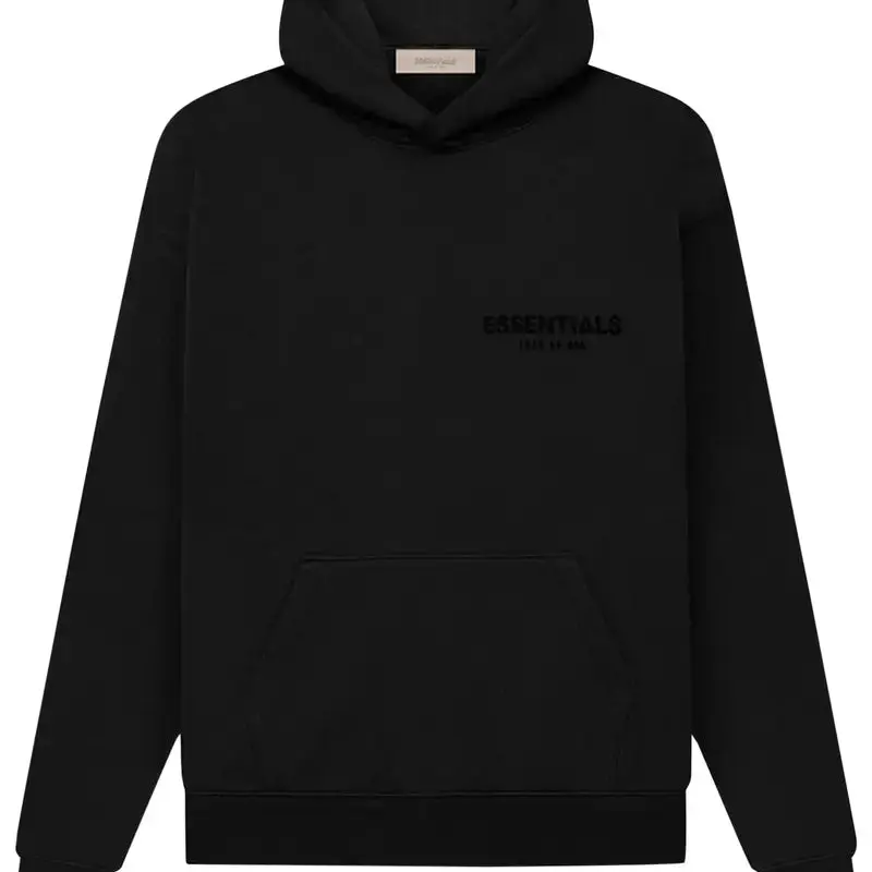 Fear of God Essentials Fleece Hoodie Stretch Limo Black Over Sized Fit