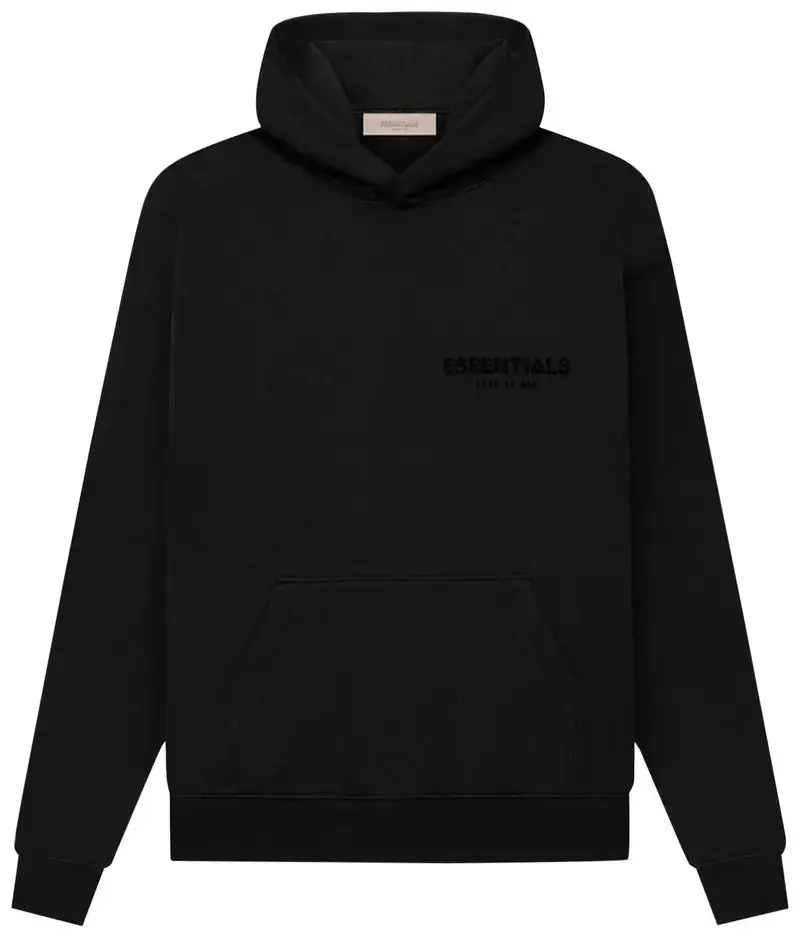Fear of God Essentials Fleece Hoodie Stretch Limo Black Over Sized Fit Fear of God Essentials Fleece Hoodie Stretch Limo Black Over Sized Fit