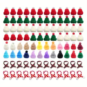 Set of 72 Mini Knitted Hats and Scarves, Perfect for Christmas Decorations, Holiday Parties, Gifts, Crafts, DIY Projects