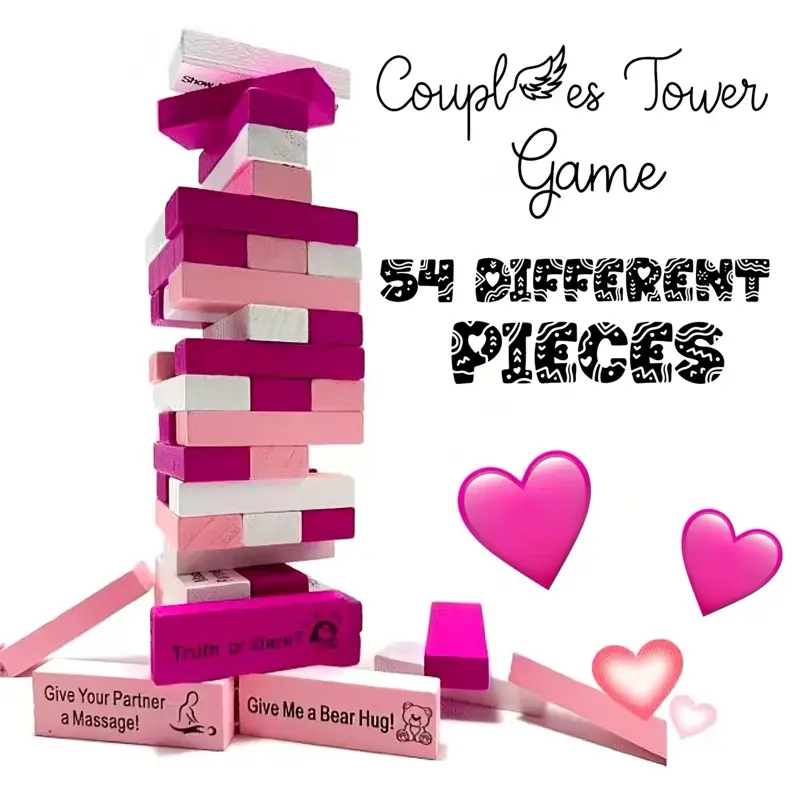 Couples Block Tower Game - Date Night Romantic Stacking Game Set | Valentines Gift Challenge & Dares Black Friday Special