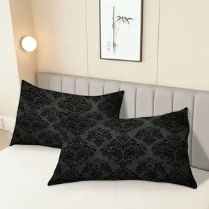 2pcs Elegant Black Damask Printed Pillowcase, (Pillow Inserts Not Included),Perfect for Home Decor, Pillow Core Not Included, Decorative Pillow Covers for Bed and Sofa,Bedroom Styling, Soft Fabric,Home Decorators, Bedding Accessories