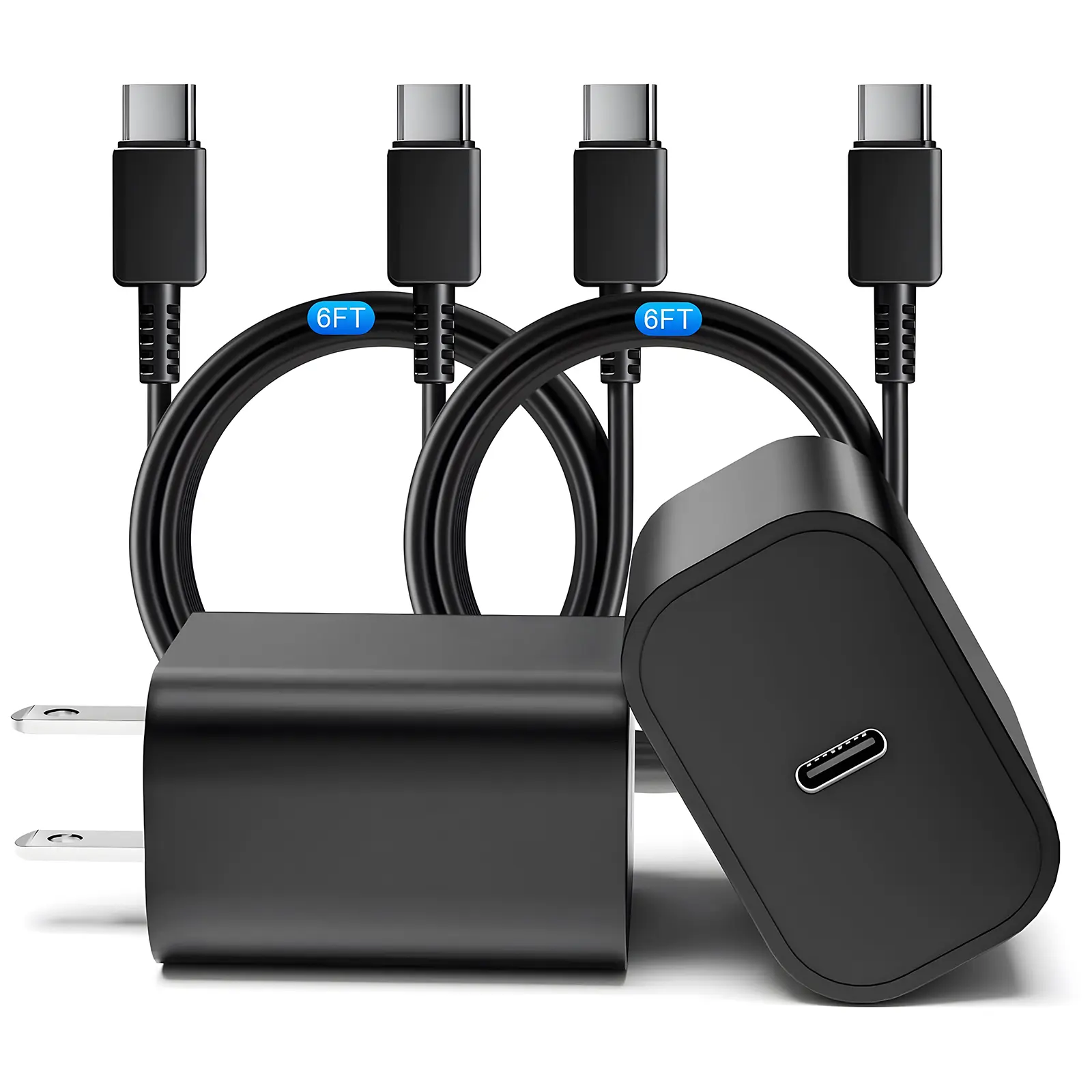 Keai 60W Super Fast Charger, 2 Pack USB C Power Adapter with 6.6FT Type-C Fast Charging Cable for Samsung Galaxy S26/S25/Note 20 Ultra, iPhone 17/16/15, Mobile Smartphone Accessories