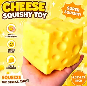 Giant 4.33-Inch Cheese Squishy Toy, Slow Rising Stress Relief Squeeze Toy, Creative Sensory Fidget Gift, Desk Stress Reliever for Kids, Teens & Adults