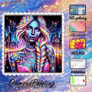 DIY 5D velvet fabric diamond painting kit, AB diamonds, fairy dust diamonds, crystal diamonds for women, color, city diamond embroidery, special craft diamond art kit, wall decoration, gifts for family, lovers, and friends.