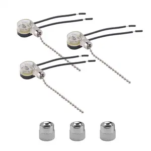 3Pack Ceiling Fan Light Switch ZE-109 Fan Switch Ceiling Pull Chain Switch Replacement (Nickel)