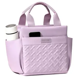 Lunch Bag for Women,Reusable Insulated Lunch Box Large Capacity Lunch Tote Bags with Side Pockets and Bottle Holder for Work or Travel