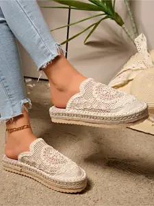 2026 Latest Trendy High-Top Thick Sole Sandals, Hollow-out Breathable Braided Soft Sole Mules, Vacation Style Fisherman Half Slides, VersaOutdoor Sandals