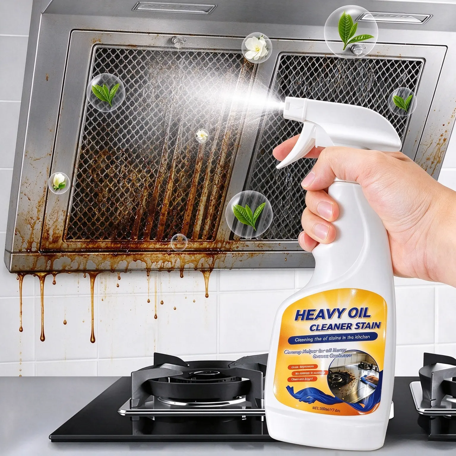 1/2/3/6/12pcs Multifunctional cleaner – An effective cleaning agent with a built-in nozzle. It can quickly remove grease and dirt, providing deep cleaning effects. Suitable for use in kitchens, households, range hoods, sinks, etc.