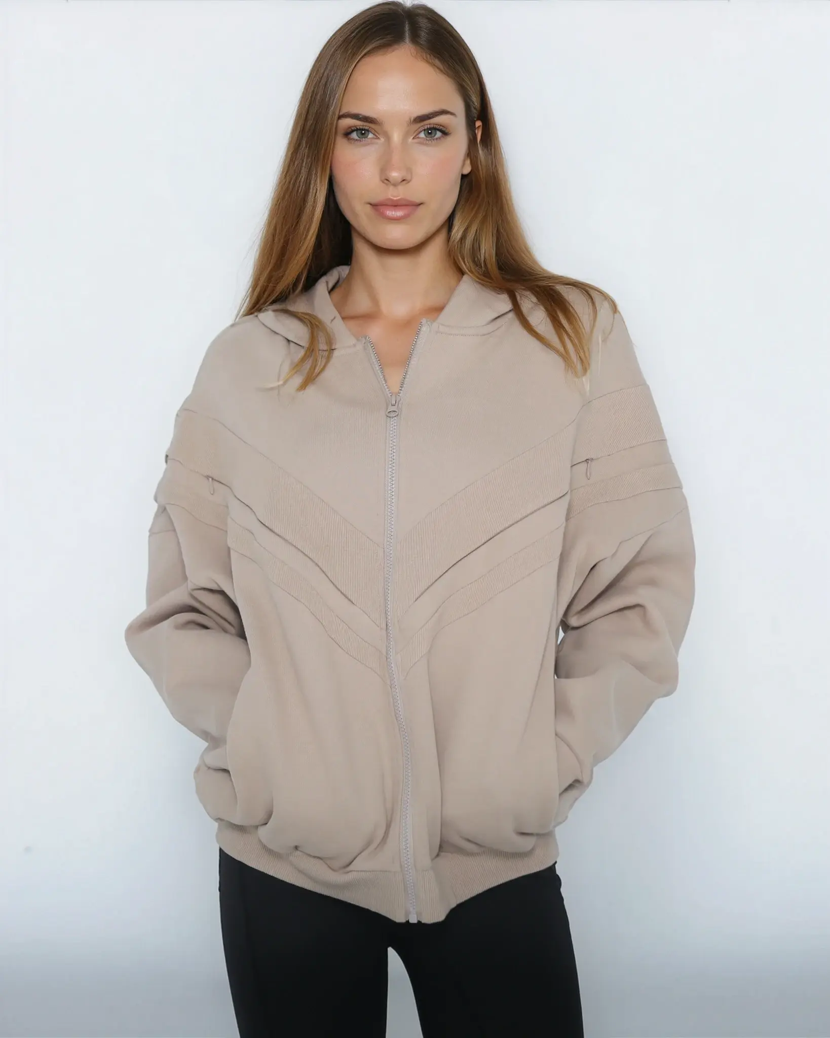 Isabella Organic Oversized Nursing & Pregnancy Full Zip Hoodie (Stone)