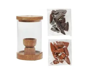 Hosley Wood-and-Glass Backflow Incense Burner Kit, Home Fragrance Accessory for Home Supplies Use