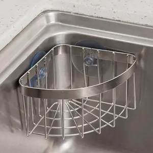 Dish Cloth Hanger+Sponge Holder +corner sink  Save Space Triangle 2-in-1 Sink , No Drilling with 2 count Suckers(90? RIGHT ANGLE CORNER ONLY)