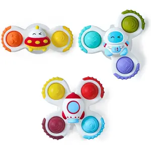 Strong Suction Cup Fidget Rotating Sensory Bath Toys for Baby Christmas Stocking Stuffers, Airplane Car Travel Table & Window Toys for Toddler Boys and Girls, 10+ Months