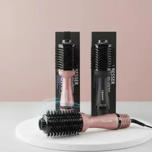 Aibesser 4-in-1 Dual Voltage Hot Air Handle Volumizer Hair Dryer Straightener Curler with Ceramic Tourmaline Ionic Curling Brush Lightweight Plug，Dryer/Curler/Straightener/Scalp Massager, Anti-Scald Bristles, Intelligent Heat Control, Cold & Hot Air Cycle