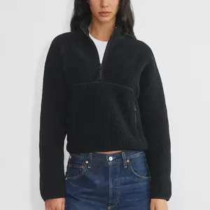 Songling Womens Fleece Sweatshirts Cropped Half Zip Fuzzy Warm Sherpa Pullover Varsity Jackets with Zipper Pockets Fit Casual Breathable Fashion  TikTokShopBlackFriday