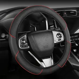15Inch car rhombus embossed PU leather steering wheel grips without inner ring, Steering Wheel Covers