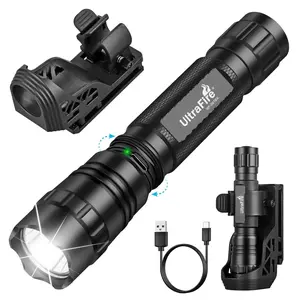 UltraFire Tactical Rechargeable Flashlight with Holster for Duty Belt, 1000 High Lumen Police Flashlight with Belt Holster, Rechargeable Law Enforcement Flashlight, 3 Modes Security Flashlights WF-501BX