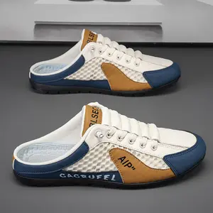 Men's Outdoor Casual Half slippers, Lightweight Breathable Non-Slip All Season Beach Shoes, Comfortable Durable Ndoor and Outdoor Dual-use Shoes
