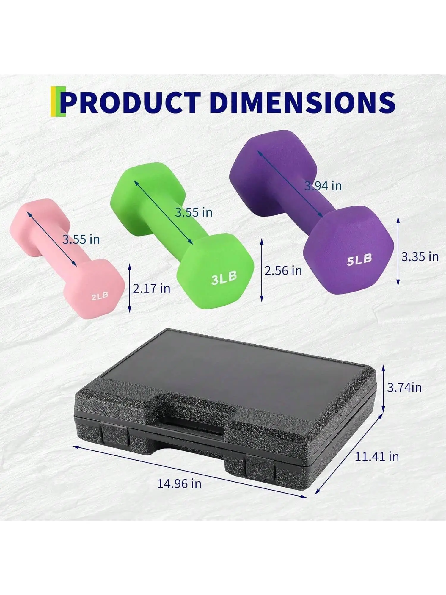 2+3+5 pounds each pair - Dumbbell Set For Women And Men, Neoprene Dumbbell Free Hand Weight Set For Home Gym, Packed In Pairs