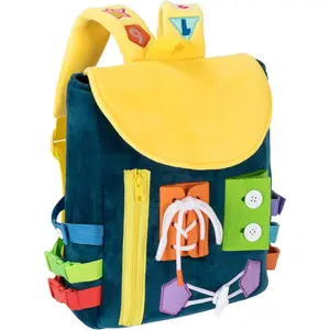 X-ITC34 Busy Board - Toddler Backpack with Buckles and Learning Activity Toys - Develop Fine Motor Skills and Basic Life Skills - Learn to Tie Shoes - Children's Travel Toy