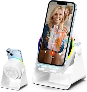 GuEEEEuK Cell Phone Stand Mount for Desk, Adjustable Height & Angle Phone Holder, 360 Degree Rotating Desktop Phone Stand Compatible with iPhone, Samsung and All Phones  Smartphone Cellphone