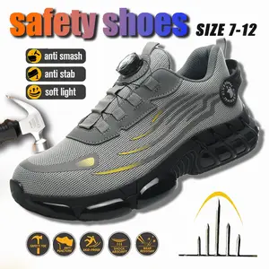 Puncture Proof Men's Breathable Mesh Work Sneakers Steel Toe Anti Slip Safety Durable Comfort Fit All Seasons Elastic Closure Non Slip EVA