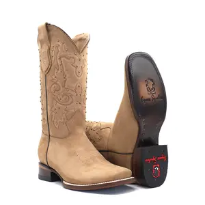 2461182622 - Vaquero Signature Women's Wide Square Toe Boot Nobuck Camel